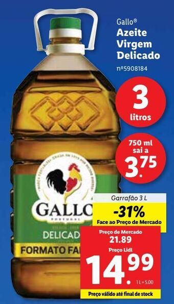 Lidl Azeite virgem gallo promoção