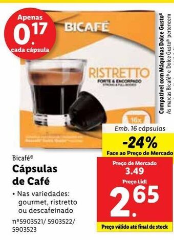 Lidl Cápsulas de café bicafé promoção