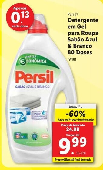 Lidl Detergente gel persil promoção