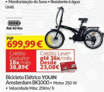Bicicleta elétrica youin:preta amsterdam bk1000