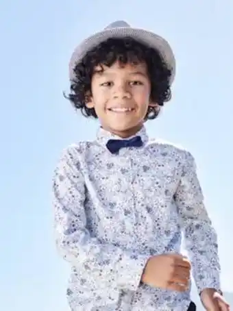 Vertbaudet Camisa às flores e laço papillon, para menino - branco... promoção