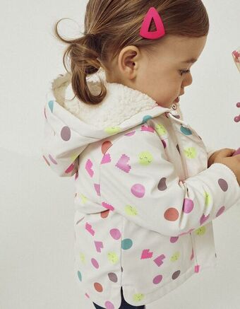 Zippy Parka de borracha com capuz para bebé menina, branco pérola promoção