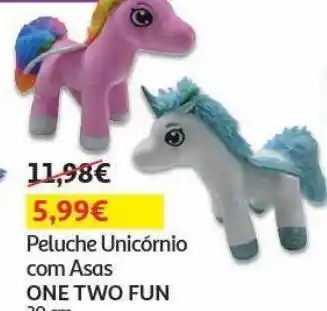 Auchan Unicornio peluche one two fun:com asas 30 cm 139142 promoção