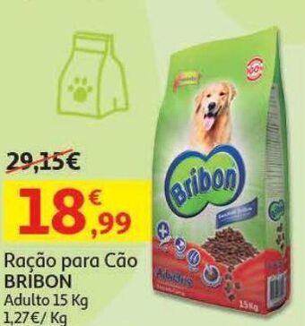 Auchan Ração cão bribon:adulto 15kg promoção