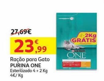 Auchan Ração gato one:est. 4+ 2kg grátis promoção