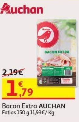 Auchan Bacon extra auchan:fatias 150g promoção