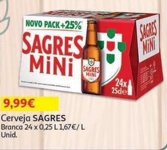 Auchan Cerveja sagres:branca 24x0.25l promoção