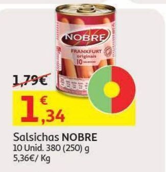 Auchan Salsichas nobre:10 uni 380(250)g promoção