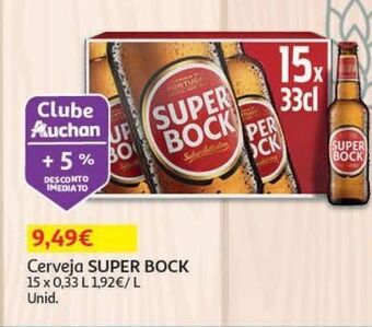 Auchan Cerveja super bock:15x0.33 l promoção