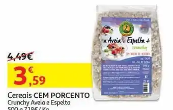 Auchan Cereais cem porcento:aveia e espelta crunchy 500 g promoção