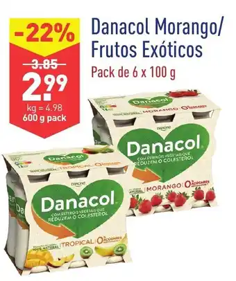 ALDI Danacol Morango/Frutos Exóticos 600g promoção