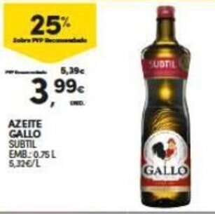 Continente Azeite Gallo 0.75L promoção