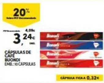 Continente Capsulas de Cafe Buondi promoção