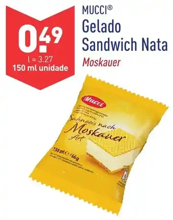 ALDI Mucci Gelado Sandwich Nata 150g promoção