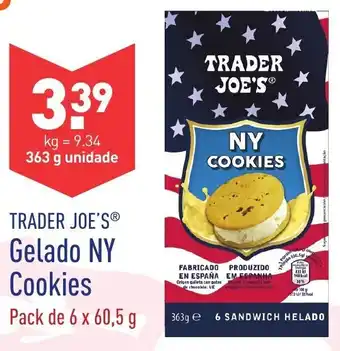 ALDI Trader Joe's Gelado NY Cookies 6x60,5g promoção