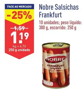 ALDI Nobre Salsichas Frankfurt 250g promoção