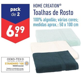 ALDI Home Creation Toalhas de Rosto 50x100cm promoção
