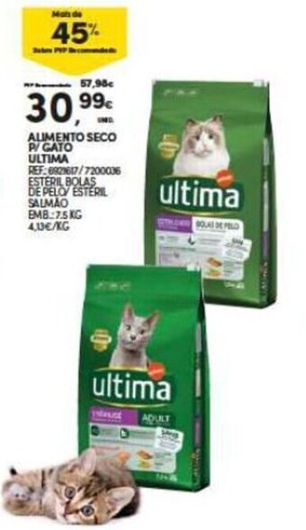 Continente Alimento seco p/ gato Ultima 7.5kg promoção
