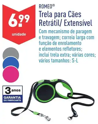 ALDI ROmeo Trela para Cães Retrátil/ Extensível S-L promoção