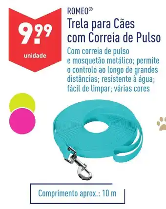 ALDI ROmeo Trela para Cães com Correia de Pulso 10m promoção