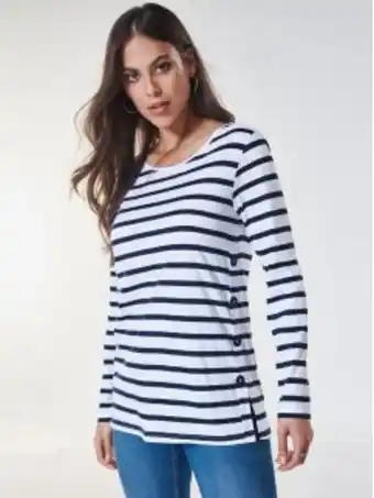 Venca Blusa manga comprida às riscas com botões promoção