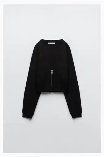 ZARA Casaco cropped de malha com fecho de correr promoção