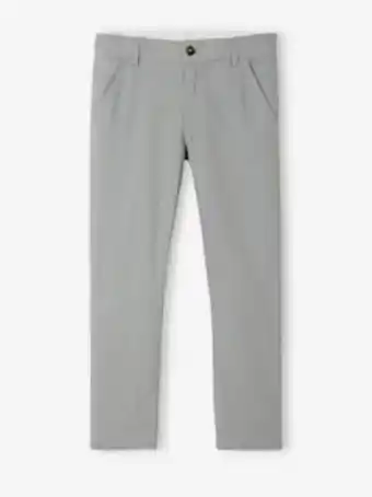 Vertbaudet Calças chino em algodão/linho para menino - cinzento medio... promoção