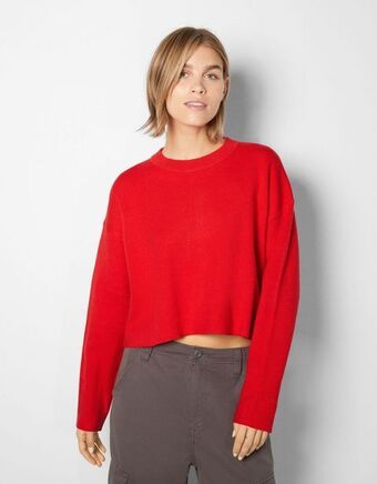 Bershka Camisola de decote redondo em malha promoção