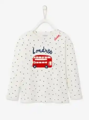 Vertbaudet Camisola com motivo fantasia, para menina - branco medio... promoção