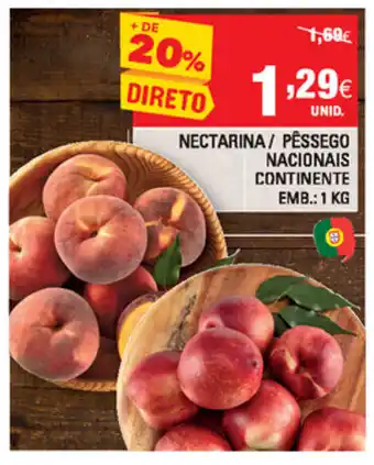 Continente Nectarina/Pêssego Nacionais Continente 1kg promoção