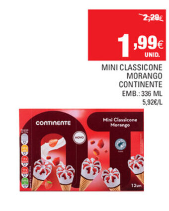 Continente Mini Classicone Morango Continente 336ml promoção