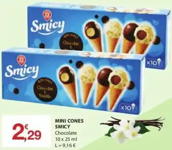 E.Leclerc Mini Cones Smicy Chocolate 10x25ml promoção