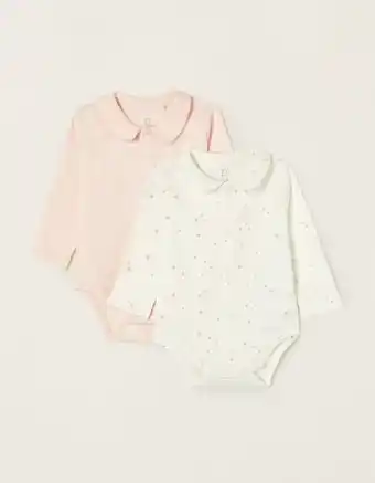 Zippy Pack 2 bodies de manga comprida em algodão para recém-nascida, branco/rosa promoção