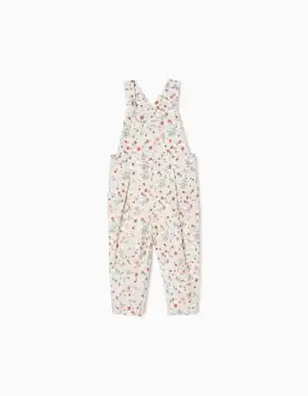 Zippy Jardineiras de bombazine floral em algodão para bebé menina, branco promoção