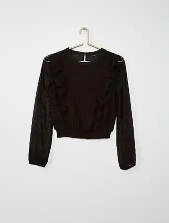 Kiabi Blusa com folhos a ponto cheio promoção