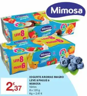 E.Leclerc Iogurte Aromas Magro Leve 8 Pague 6 Mimosa 8x120g promoção
