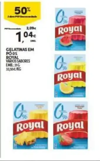 Continente Gelatinas em po 0% Royal 31g promoção
