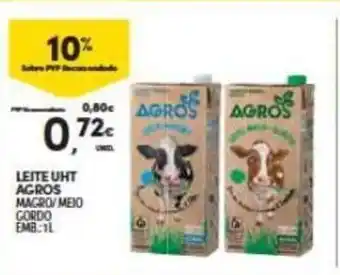 Continente Leite UHT Agros 1L promoção