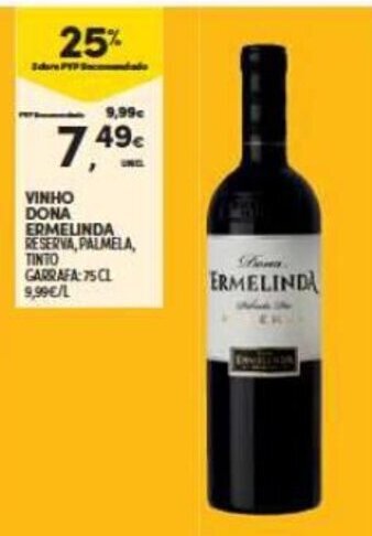 Continente Vinho Dona Ermelinda 75cl promoção