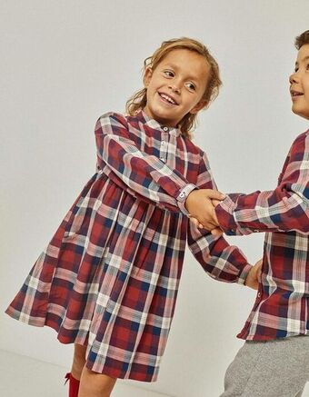 Zippy Vestido de algodão com xadrez para menina, vermelho/azul escuro promoção