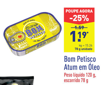 ALDI Bom Petisco Atum em Óleo 78g promoção
