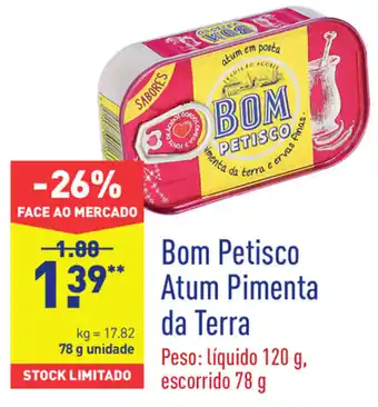 ALDI Bom Petisco Atum Pimenta da Terra 78g promoção