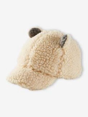 Vertbaudet Boné urso, em sherpa, para bebé - branco escuro liso promoção