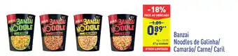 ALDI Banzai Noodles de Galinha/Camarão/Carne/Caril 67g promoção