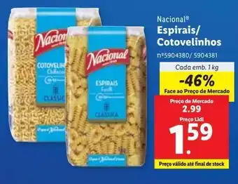 Lidl Macarrão nacional promoção