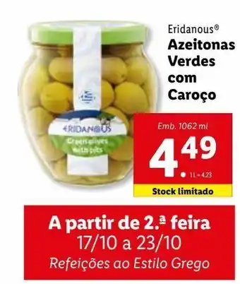 Lidl Azeitona com caroço eridanous promoção