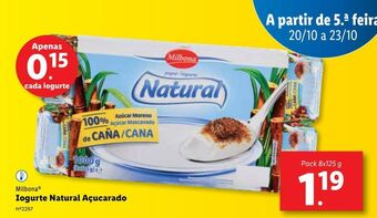 Lidl Iogurte natural milbona promoção