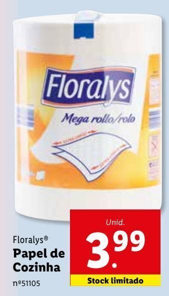 Lidl Papel toalha floralys promoção