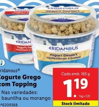 Lidl Iogurte grego eridanous promoção