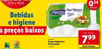 Lidl Papel higiênico floralys promoção